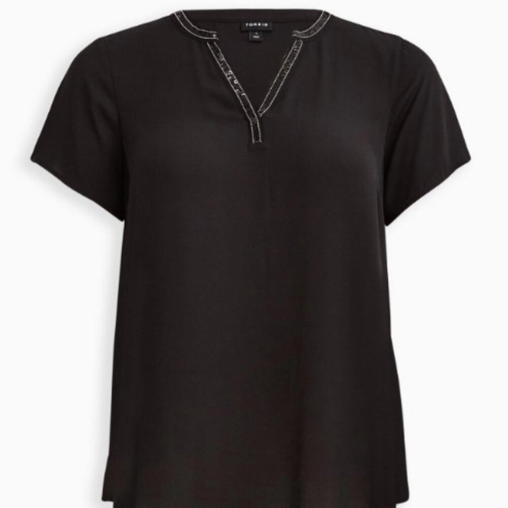 Black V-Neck Women's Top
